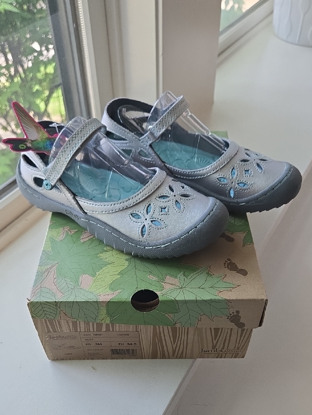 Jambu Kids Silver Mary Jane Lulu Sandals size 3